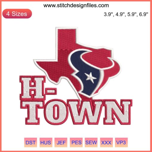 Houston Texans Logo Embroidery Design, Digital Stitching, Team Colors, Perfect for H-Town Football Fans Crafts and Apparel