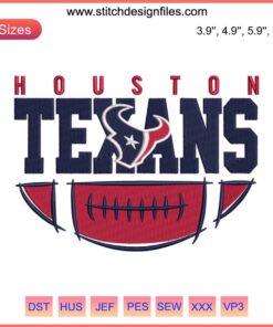 Houston Texans Embroidery Design - NFL Digital Stitching Logo, Perfect for Crafting and Apparel Customization.
