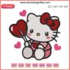Hello Kitty Candy Hearts Valentine's Day Embroidery Design, digital stitching of Hello Kitty with colorful hearts, perfect for crafts.