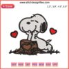Snoopy Valentine's Day Heart Tree Embroidery Design | Cute Snoopy under heart-shaped tree | Digital Stitching Art