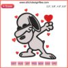 Dabbing Snoopy Valentine Embroidery Design featuring Snoopy in a dabbing pose, perfect for cartoon-themed digital stitching projects.