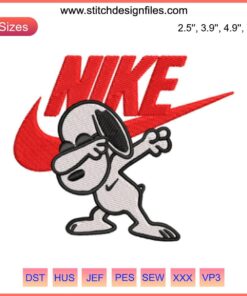 Snoopy Dabbing Embroidery Design | Iconic Cartoon Stitching | Nike-Inspired Digital Snoopy Pattern