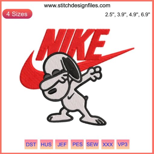 Snoopy Dabbing Embroidery Design | Iconic Cartoon Stitching | Nike-Inspired Digital Snoopy Pattern