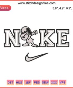 Dabbing Snoopy Nike Swoosh Embroidery Design | Funny Snoopy Digital Stitching | Cartoon Embroidery Pattern | Unique Stitch Art