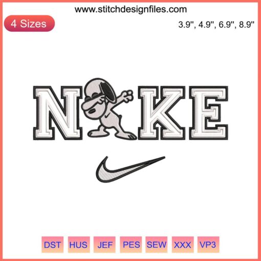 Dabbing Snoopy Nike Swoosh Embroidery Design | Funny Snoopy Digital Stitching | Cartoon Embroidery Pattern | Unique Stitch Art