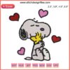 Snoopy Hugging Woodstock Valentine Embroidery Design | Cute Snoopy and Woodstock Digital Stitching Pattern