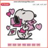 Snoopy Valentine's Letter Embroidery Design | Peanuts Valentine's Day Stitching | Digital Embroidery File