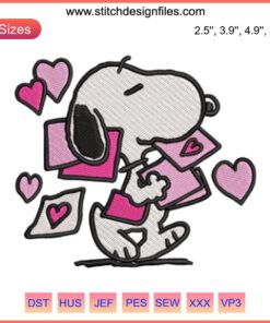 Snoopy Valentine's Letter Embroidery Design | Peanuts Valentine's Day Stitching | Digital Embroidery File