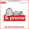 Supreme Snoopy Sleep Embroidery Design featuring Peanuts' Snoopy in a cozy sleeping pose, ideal for digital stitching projects.