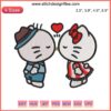 Hello Kitty Kiss Embroidery Design, Valentine's Day Digital Stitching, Cute Kitty Art, Romantic Embroidery Pattern