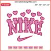 Valentine's Nike Swoosh Hearts Embroidery Design | Digital Stitching | Love-themed Nike Logo