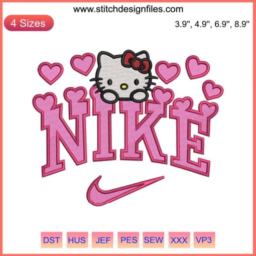Hello Kitty Hearts Embroidery Design by Nike | Sanrio Valentine Digital Stitching | Cute love-themed pattern