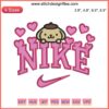 Pompompurin hearts embroidery by Nike for Valentine's. Sanrio digital stitching design perfect for custom apparel and gifts.