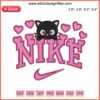 Nike Chococat Hearts Embroidery Design: Sanrio Valentine's Day digital stitching, featuring playful Chococat with heart-shaped accents.