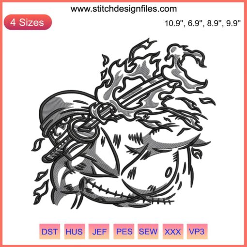 Zoro Bite the Sword Embroidery Design for One Piece Fans | Digital Anime Stitching Pattern with Sword Motif