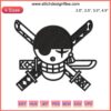 "Zoro Logo Black Embroidery | One Piece Digital Stitch | Anime Crest Design"
