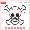 One Piece Luffy Logo Black Embroidery Design | Anime Digital Stitching | Pirate Symbol | Intricate Craftsmanship