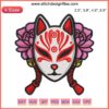 Japanese Kitsune Mask Embroidery | Digital Fox Mask Design | Intricate Stitching Pattern | Cultural Art Embroidery Design