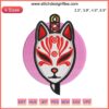 Kitsune Mask Katana Embroidery Design: Detailed fox face with katana motifs, digital stitching art, perfect for embroidery enthusiasts.
