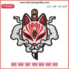"Sakura Sword & Kitsune Mask Embroidery Design | Japanese Kitsune Mask Digital Stitching, Cherry Blossoms, Unique Pattern"