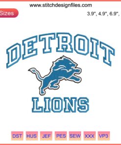 Detroit Lions logo embroidery design, NFL team stitching pattern, digital sports logo, Detroit Lions embroidery file, football motif.