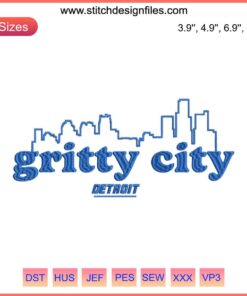 Detroit Lions Football Embroidery Design | Gritty City Style Digital Stitching | Bold, Dynamic Sports Pattern
