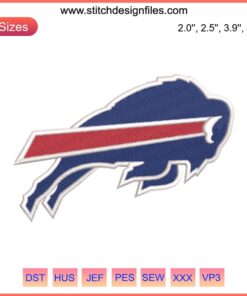 Buffalo Bills Embroidery Design featuring NFL Football Logo, showcasing digital stitching details for crafting projects.