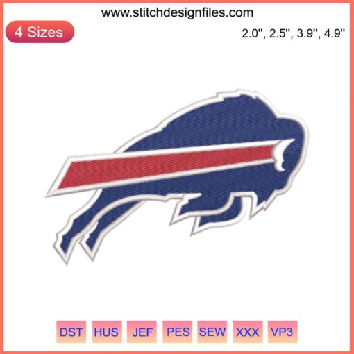 Buffalo Bills Embroidery Design featuring NFL Football Logo, showcasing digital stitching details for crafting projects.