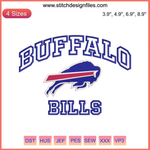 Buffalo Bills NFL Football Embroidery Design - Sports Team Logo Stitching, Digital Sewing Pattern, Fan Apparel Craft Template