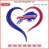 Buffalo Bills Heart Embroidery Design: Perfect for Football Lovers, Digital Stitch, NFL Team Embroidery Pattern.