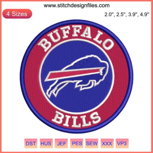Embroidery design featuring the NFL Buffalo Bills logo for digital stitching, perfect for football fans and crafting projects.