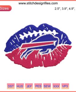 Buffalo Bills NFL Lips Embroidery Design featuring team logo, perfect for football-themed digital stitching projects.