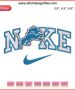 Detroit Lions x Nike NFL logo digital embroidery design featuring detailed stitching of the iconic lion emblem.