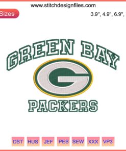 NFL Green Bay Packers Logo Embroidery Design, Digital Stitching, Sports Team Icon, Football Decor, Sewing Pattern, Green Bay Packers