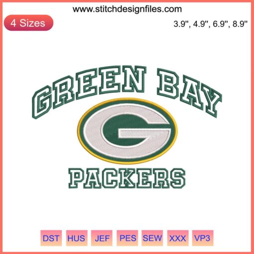NFL Green Bay Packers Logo Embroidery Design, Digital Stitching, Sports Team Icon, Football Decor, Sewing Pattern, Green Bay Packers