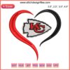Kansas City Chiefs Heart Embroidery Design, NFL Football Lover Digital Stitching, Passionate Fan Pattern
