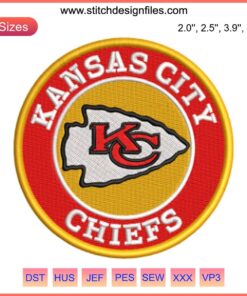 Kansas City Chiefs Logo Embroidery Design, American Football Digital Stitching, NFL Embroidery, Chiefs Logo Pattern