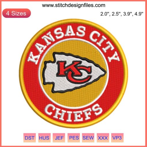 Kansas City Chiefs Logo Embroidery Design, American Football Digital Stitching, NFL Embroidery, Chiefs Logo Pattern