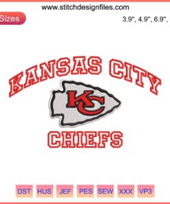 Kansas City Chiefs NFL Embroidery Design, Sports Team Logo, Digital Stitching, Football Embroidery, Chiefs Logo Pattern