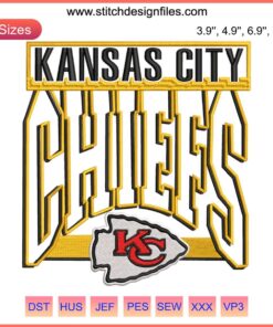 Retro Kansas City Chiefs Football Embroidery Design, perfect digital stitching gift for passionate Chiefs football fans.