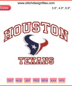 Houston Texans logo embroidery design, digital stitching for NFL fans, perfect for crafting and personalized sports apparel.