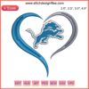 Detroit Lions Heart Embroidery Design, Football Lover Detroit, Digital Stitching, NFL Embroidery, Lions Fan Design