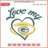 Love My Green Bay Packers Embroidery Design: Digitized Football Logo for Packers Fans | Machine Embroidery File