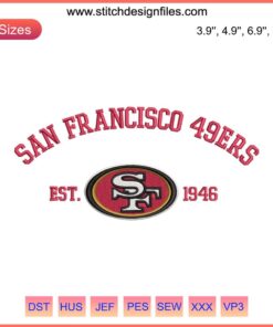 San Francisco 49ers Est. 1946 Embroidery Design | NFL Football Digital Stitching | Vintage Team Logo | NFL Fan Craft Pattern