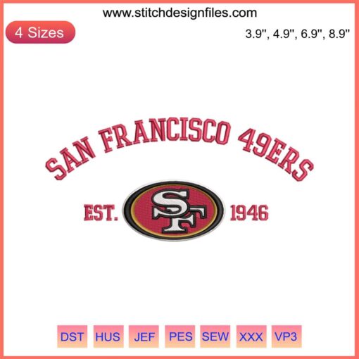 San Francisco 49ers Est. 1946 Embroidery Design | NFL Football Digital Stitching | Vintage Team Logo | NFL Fan Craft Pattern