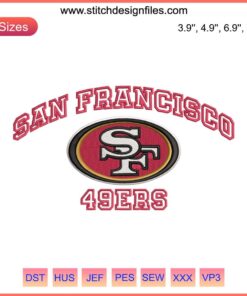 San Francisco 49ers Embroidery Design, Digital Stitching, NFL Sports Team Logo, Football Patch, Fan Apparel Decor.