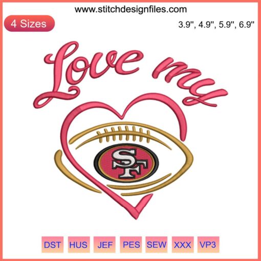 San Francisco 49ers NFL Embroidery Design | Digital Stitching Pattern for Football Fans | Team Logo stitching template