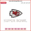 "Kansas City Chiefs Super Bowl NFL Embroidery Design: Vibrant digital stitching featuring iconic Chiefs logo and Super Bowl elements."