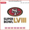 San Francisco 49ers Super Bowl LVIII Embroidery Design, featuring intricate football stitching and LVIII logo.
