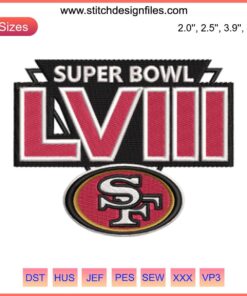 Super Bowl LVIII SF 49ers Logo Embroidery Design, 2024 Digital Stitching, NFL San Francisco 49ers Super Bowl Embroidery Pattern